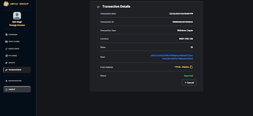 Transaction Details screen